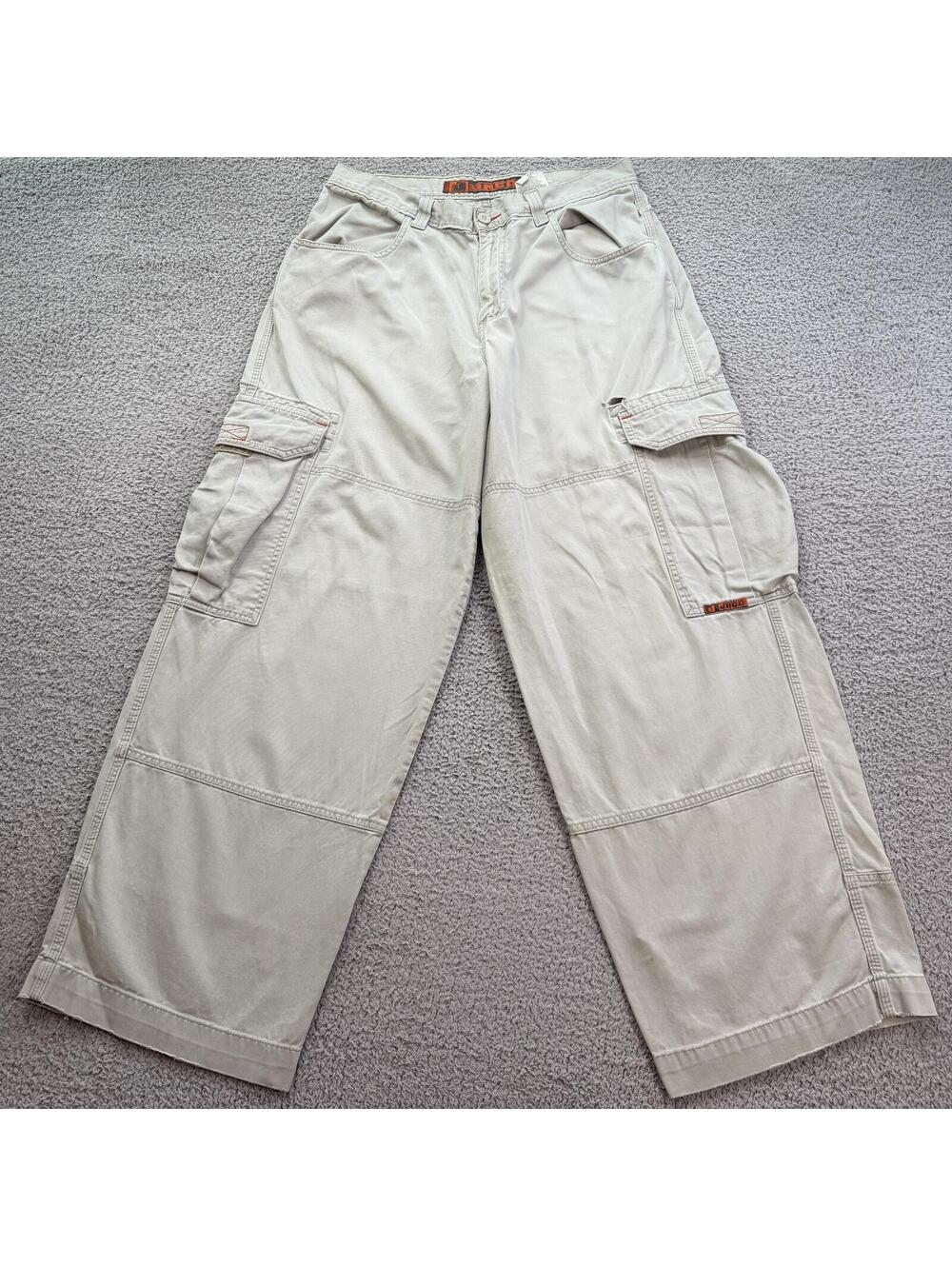 Vintage JNCO Jeans J375T Khaki Cargo Pants Made In USA 36x32 Wide Leg Y2K Skater